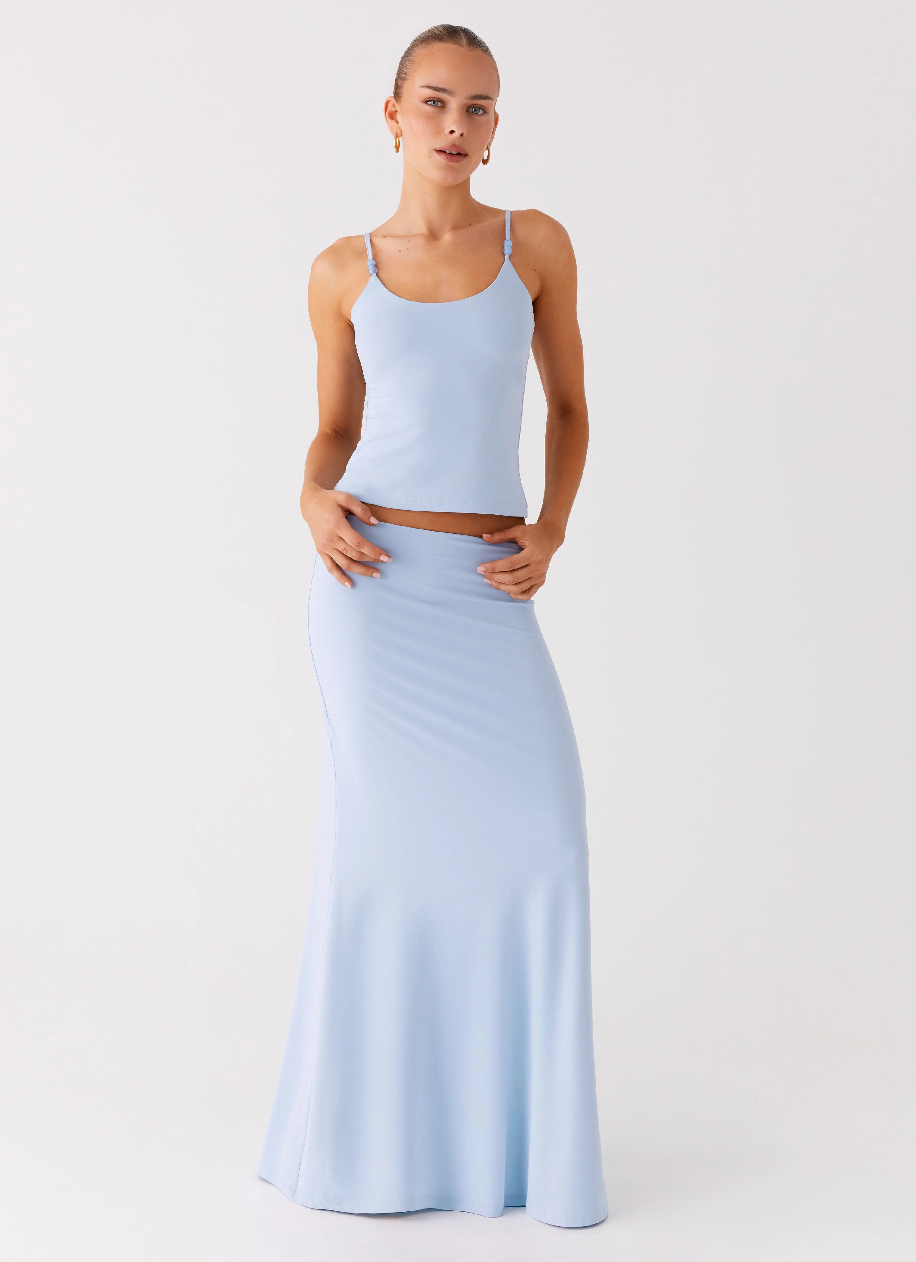 Like A Flower Maxi Skirt - Baby Blue