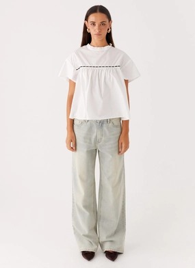 Lila Babydoll Top - White Lila Babydoll Top - White