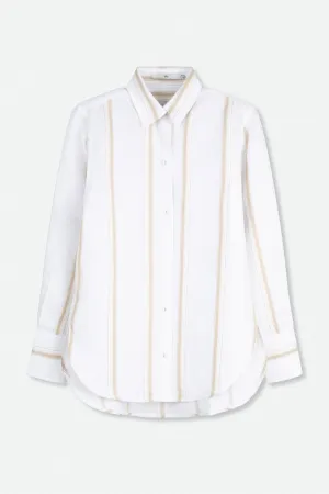 LILY BUTTON DOWN STRIPE SHIRT IN LINEN-COTTON LILY BUTTON DOWN STRIPE SHIRT IN LINEN-COTTON