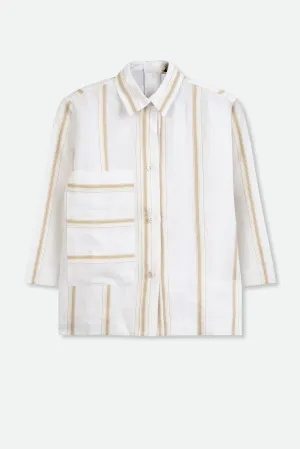 LILY PATCH POCKET 3/4 LIGHTWEIGHT JACKET IN LINEN-COTTON LILY PATCH POCKET 3/4 LIGHTWEIGHT JACKET IN LINEN-COTTON