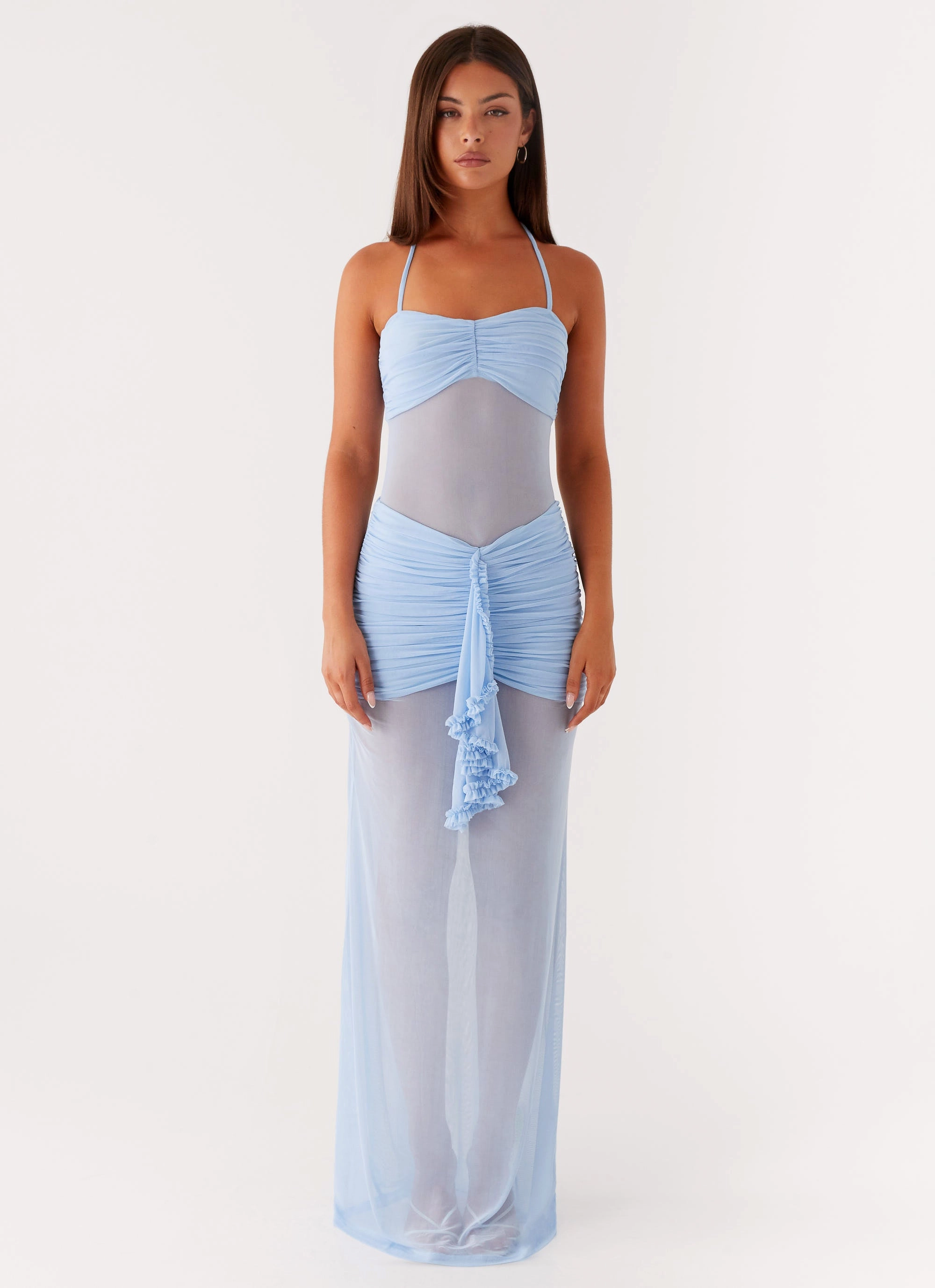 Lily Halter Maxi Dress - Blue