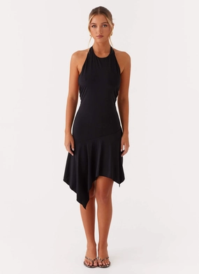 Lilyana Low Back Halter Midi Dress - Black Lilyana Low Back Halter Midi Dress - Black