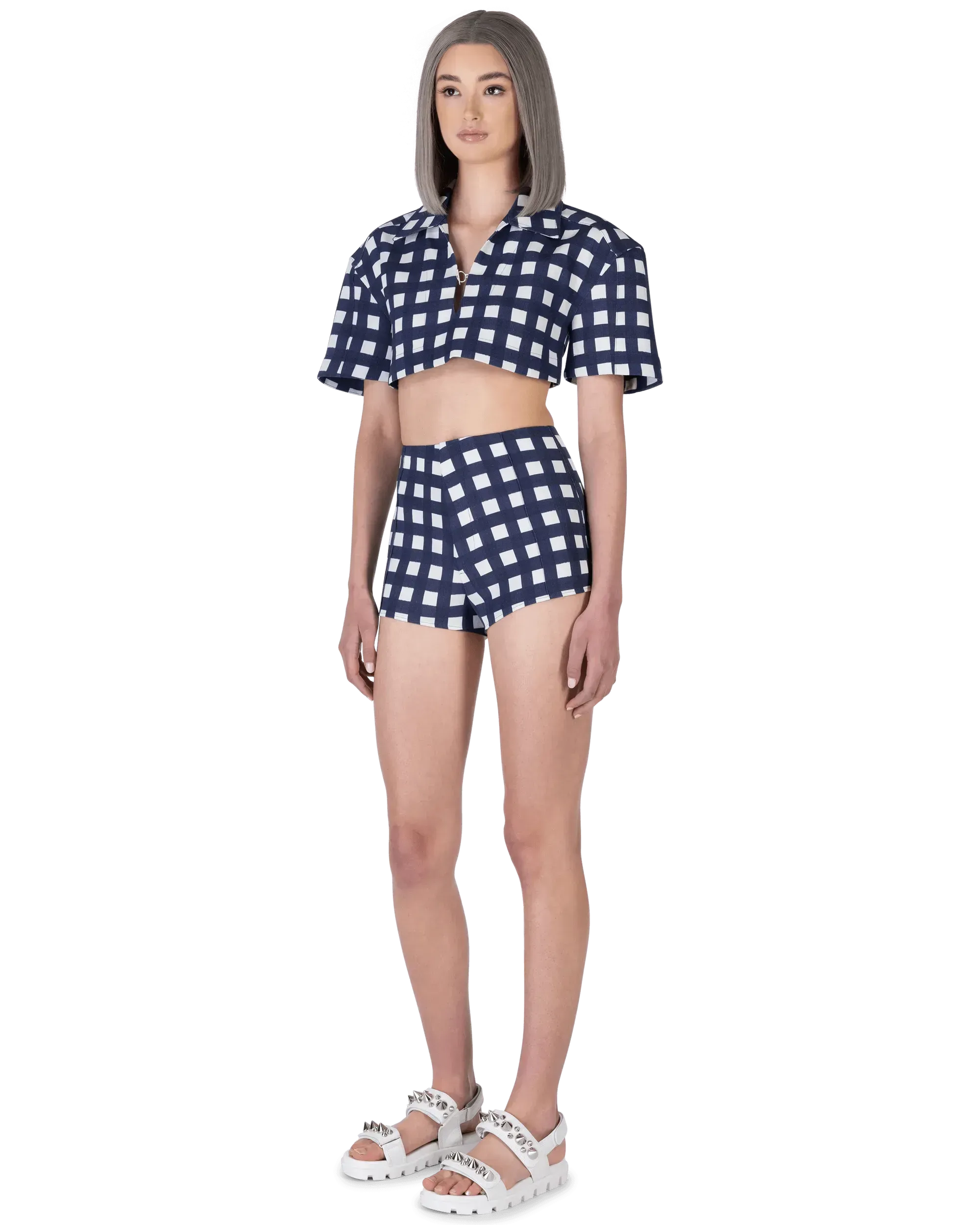 Limao Check Tailored Short Shorts