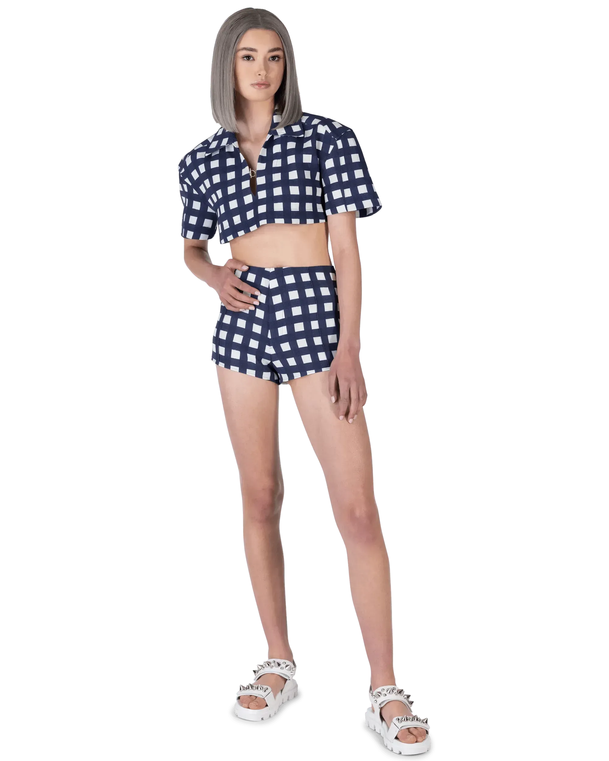 Limao Check Tailored Short Shorts