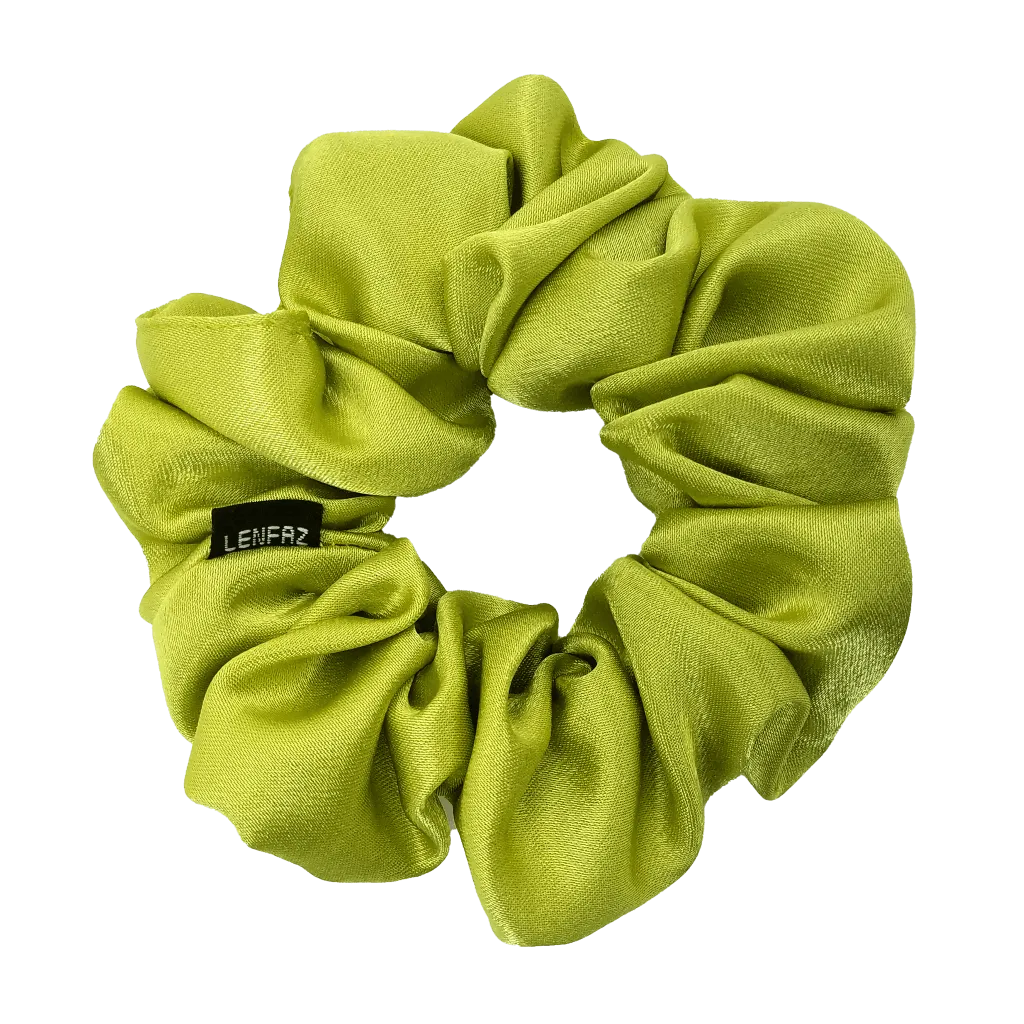 Lime Green Satin Silk Scrunchie