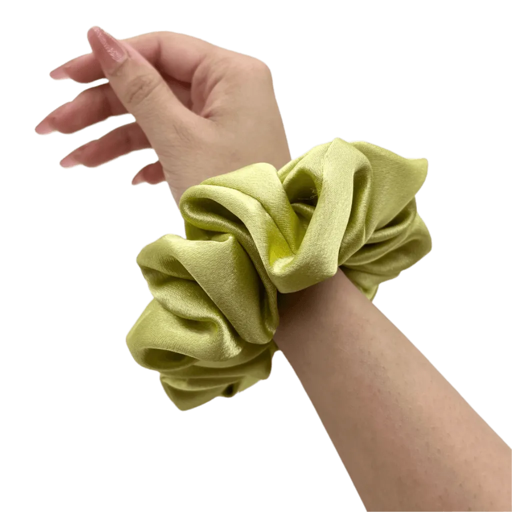 Lime Green Satin Silk Scrunchie