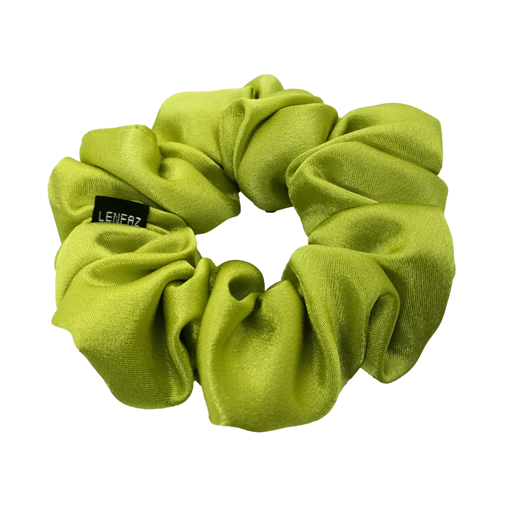 Lime Green Satin Silk Scrunchie