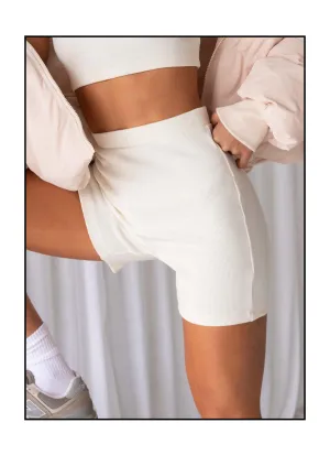 Limited Organic Cotton Rib Bike Shorts - Ivory Limited Organic Cotton Rib Bike Shorts - Ivory