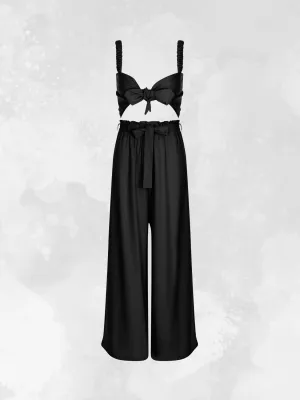 Linen Palazzo Pants - Black
