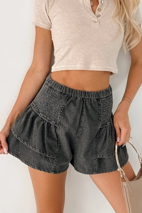 Living Unfiltered Denim Tiered Ruffle Shorts (Charcoal) Living Unfiltered Denim Tiered Ruffle Shorts (Charcoal)