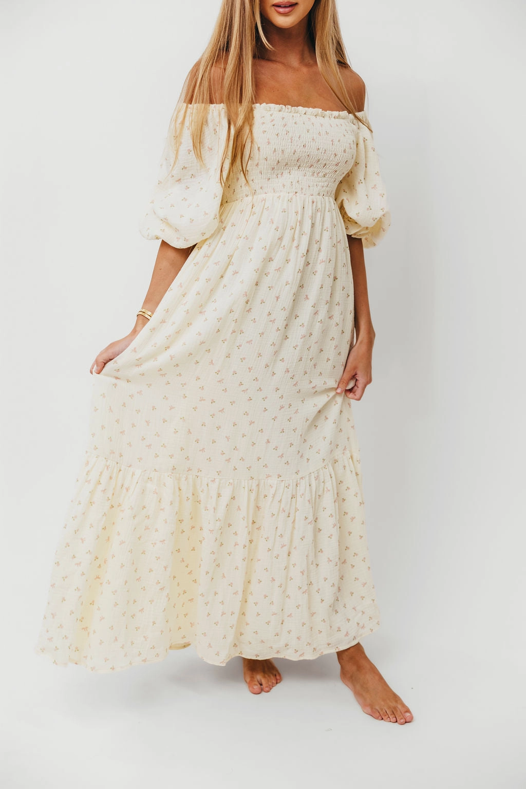 Livvy 100% Cotton Maxi Dress in Petite Pink Floral - Bump Friendly & Inclusive Sizing