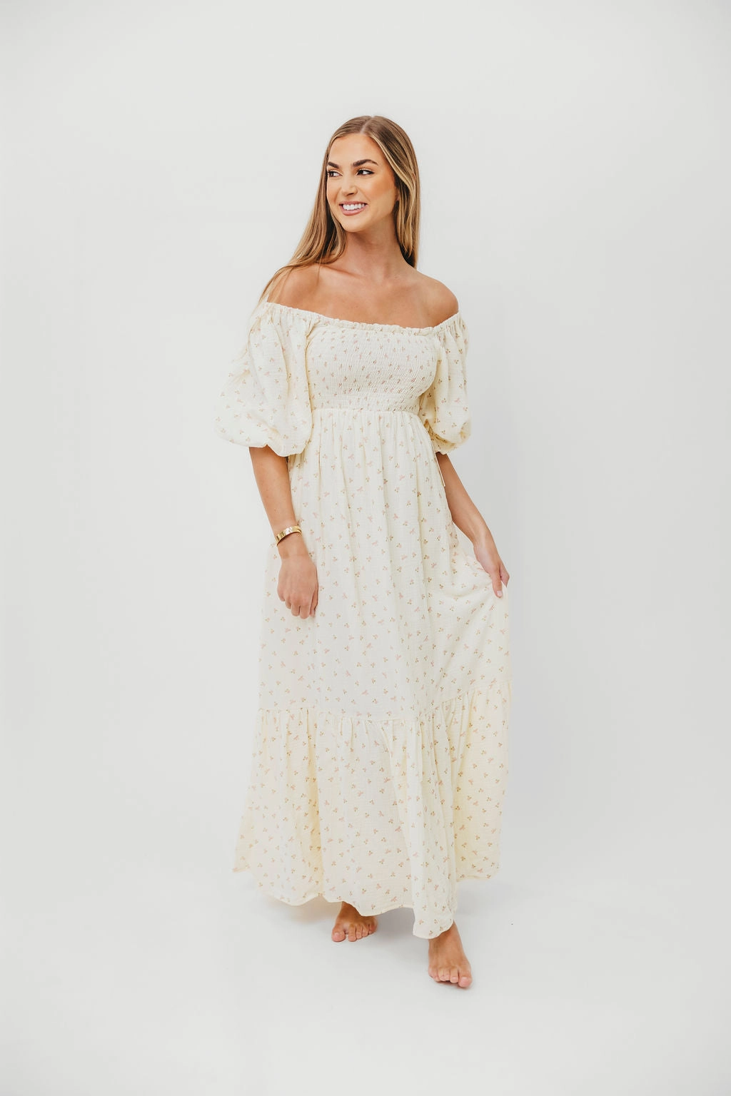 Livvy 100% Cotton Maxi Dress in Petite Pink Floral - Bump Friendly & Inclusive Sizing