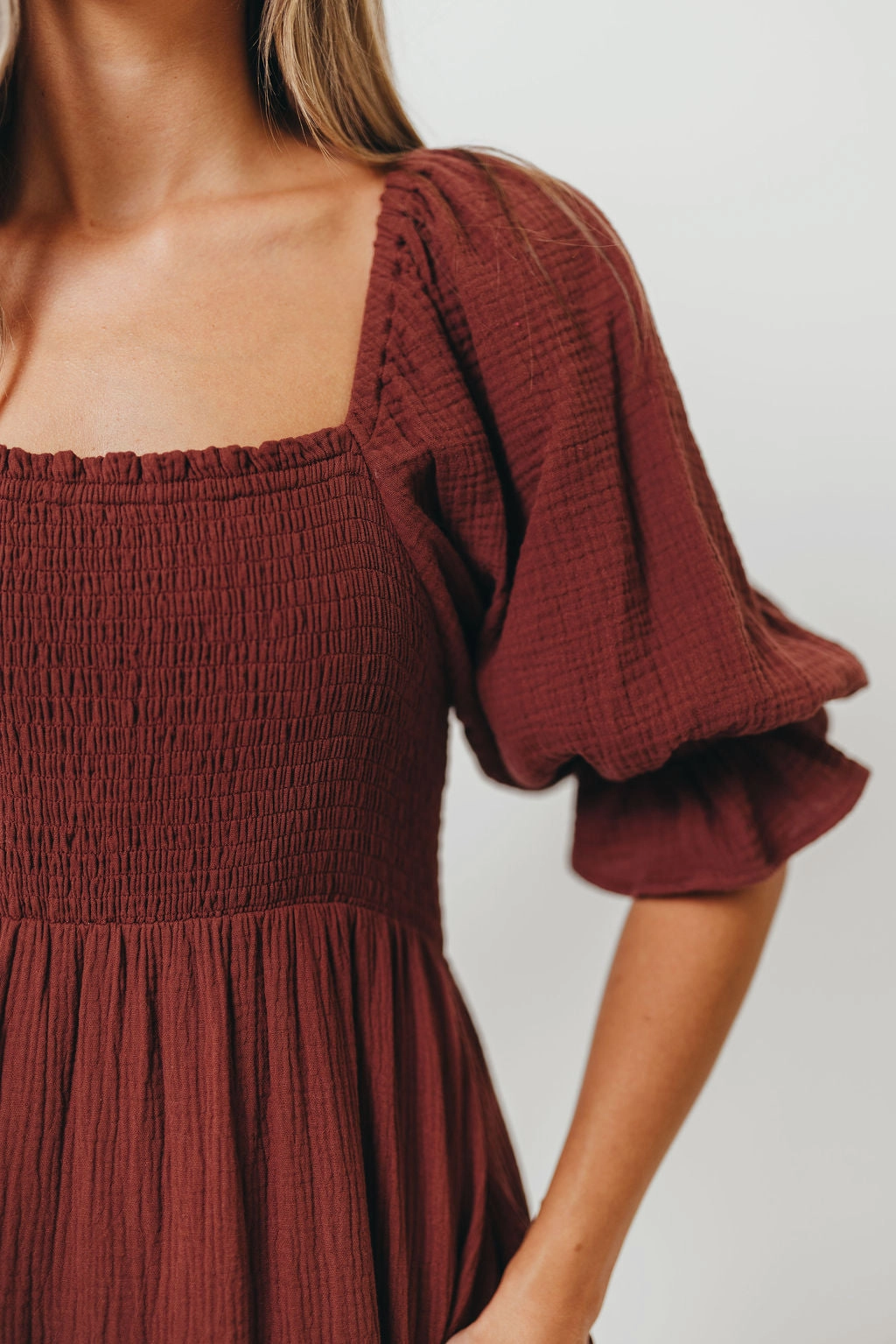 Livvy 100% Cotton Maxi Dress in Rust Brown - Bump Friendly