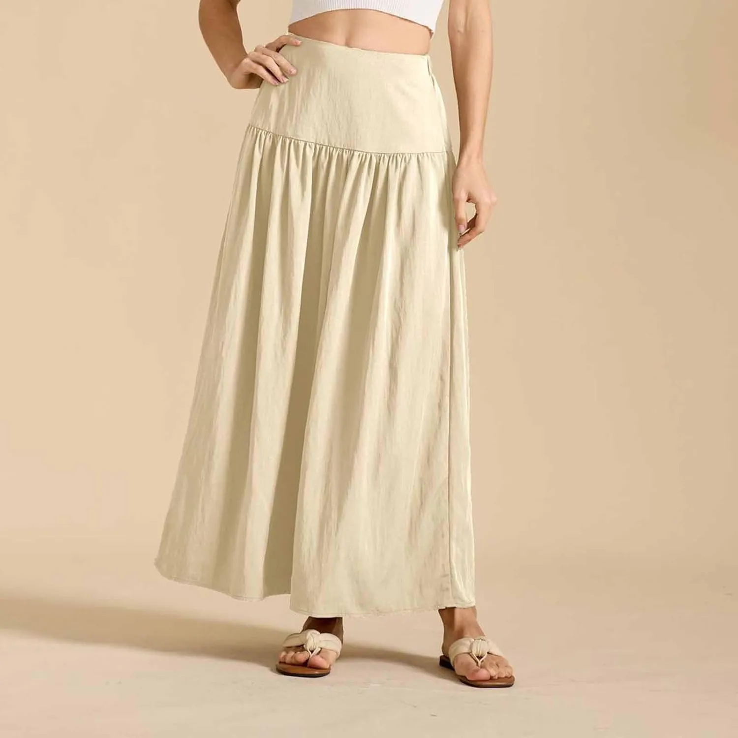 Lmdudan 2025 Summer Maxi Skirts for Women Ankle Length Skirt Casual Long Elastic High Waisted Skirt Beach Mini Skirts