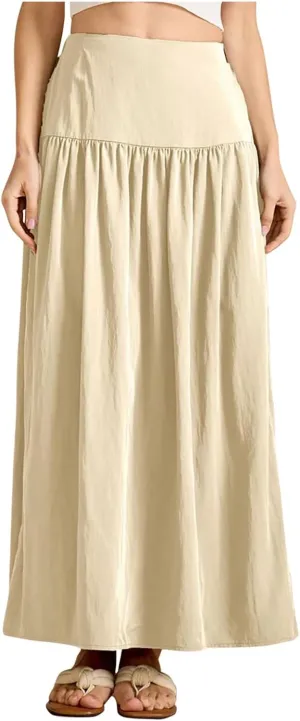 Lmdudan 2025 Summer Maxi Skirts for Women Ankle Length Skirt Casual Long Elastic High Waisted Skirt Beach Mini Skirts