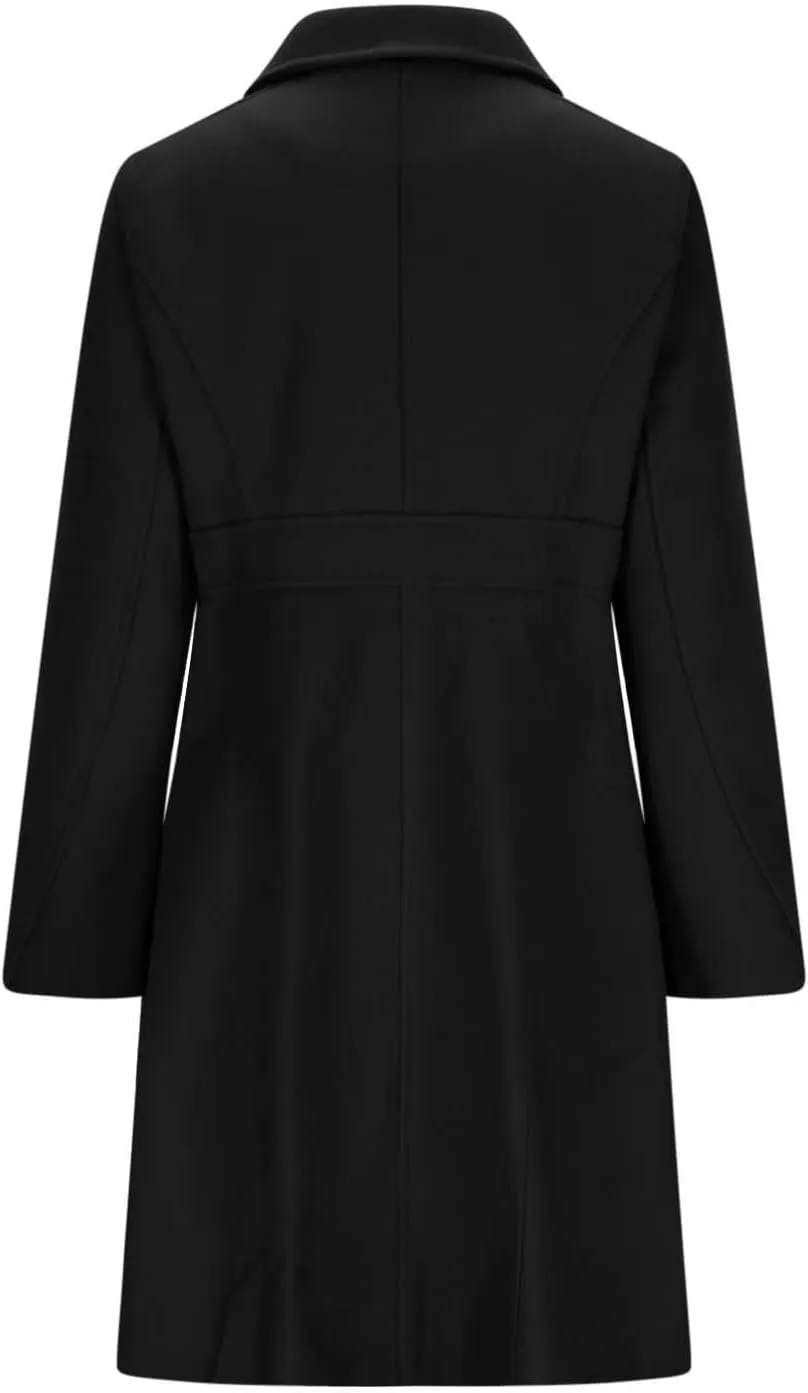 Lmdudan Women's Elegant Single Breasted Coat Long Sleeve Mid Winter Overcoat Work Office Pea Coats Fashion Trench Coats