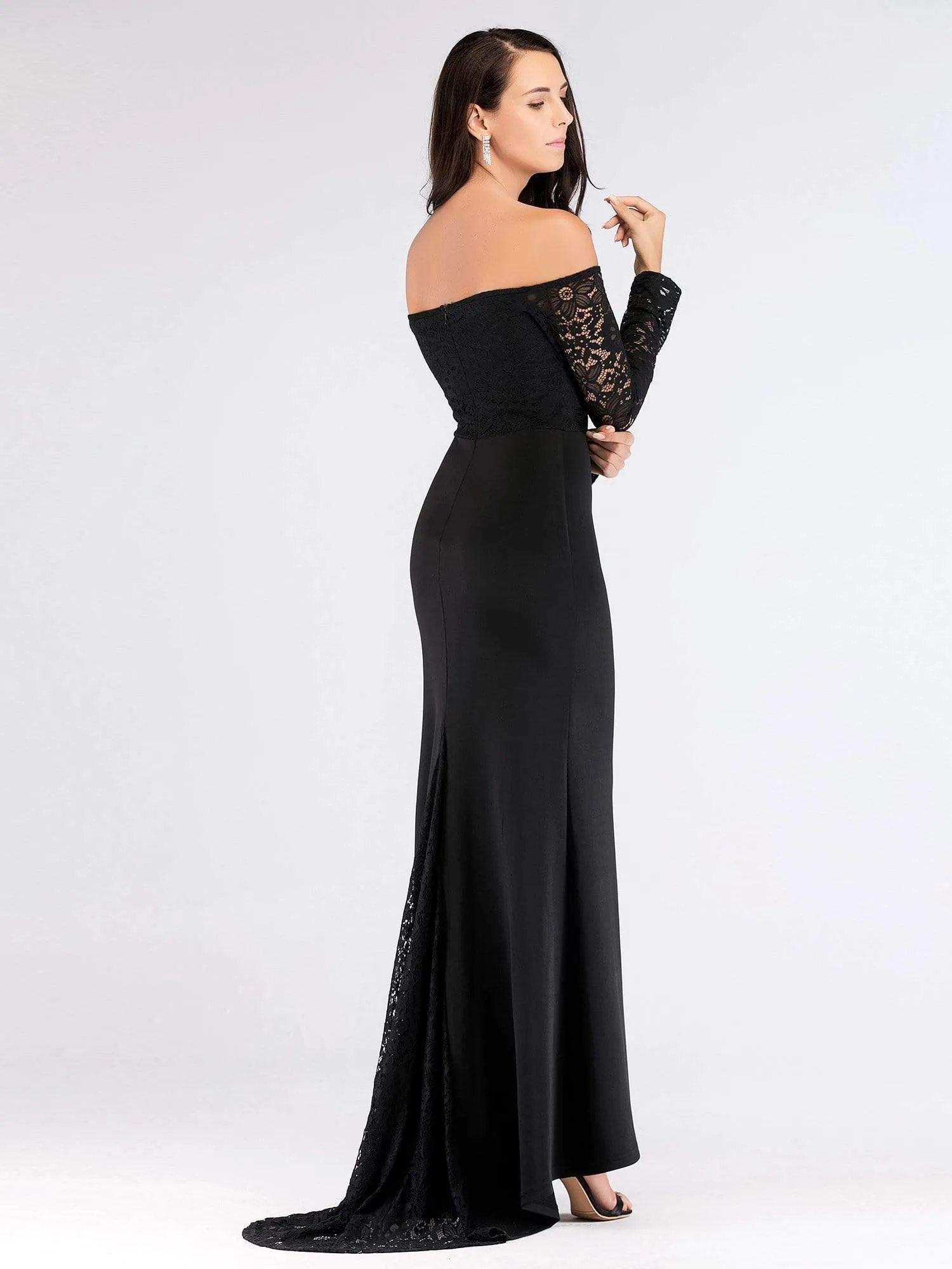 Long Black Off Shoulder Evening Dress