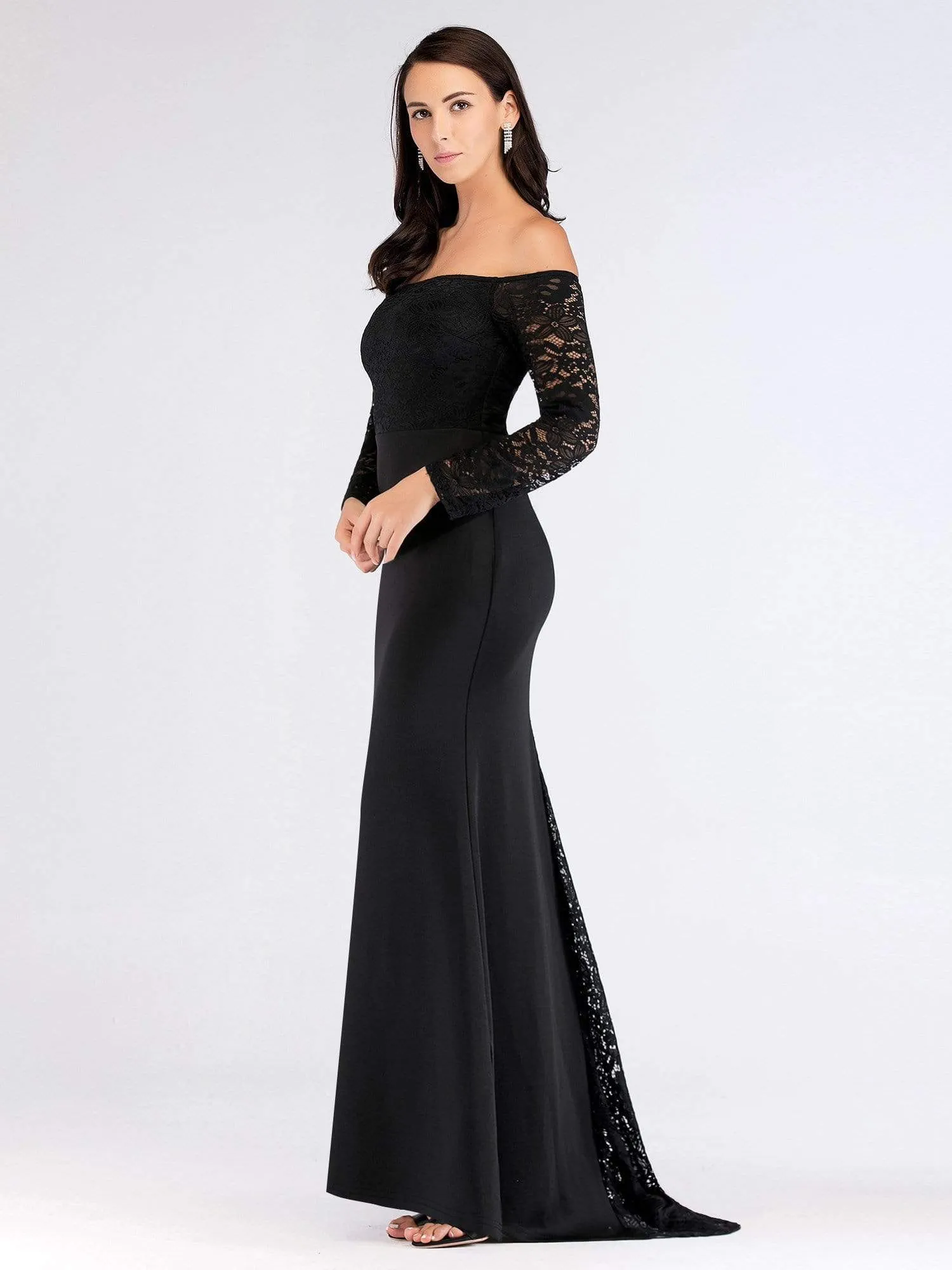 Long Black Off Shoulder Evening Dress
