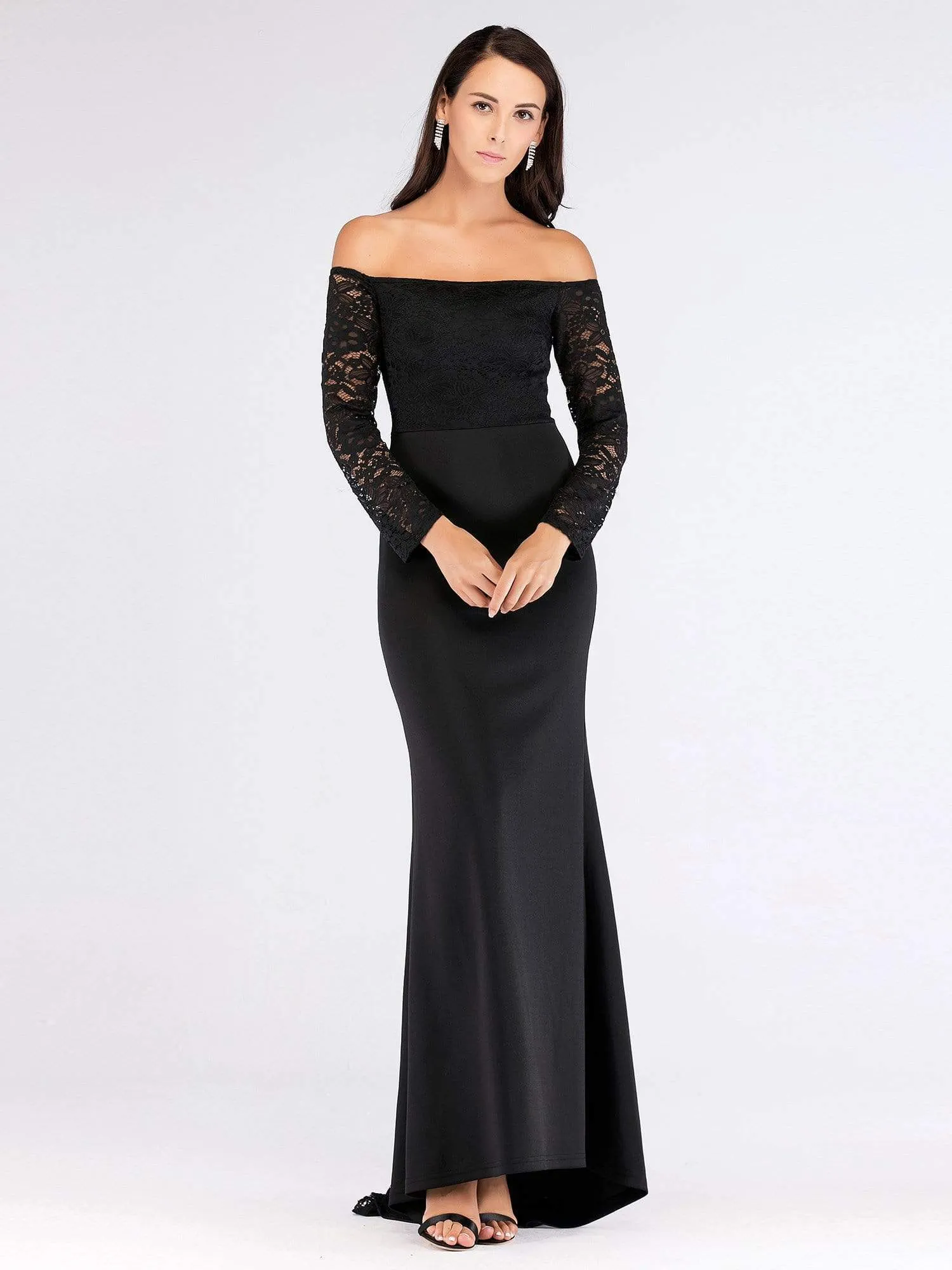 Long Black Off Shoulder Evening Dress
