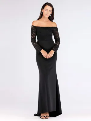 Long Black Off Shoulder Evening Dress