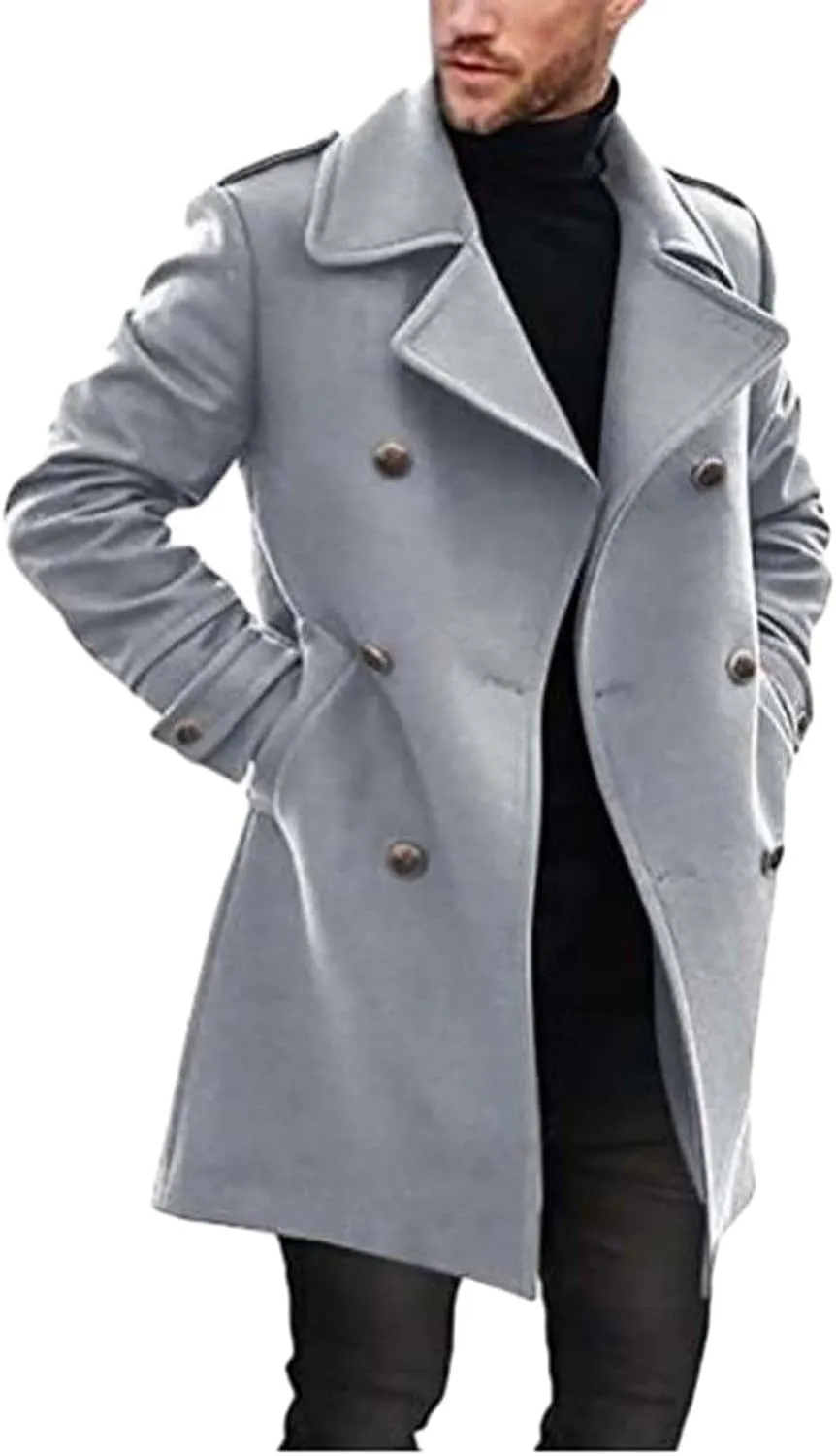 Long Coat Men Coat Autumn British Woolen Double Breasted Extended Coat Men'S Wool Jackets Coats Trench Coat Mens