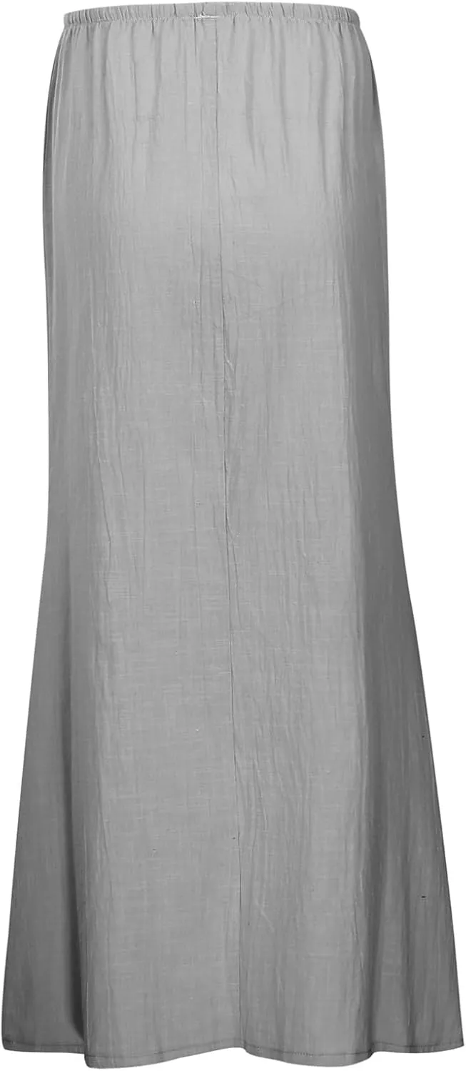 Long Skirt for Summer Casual Slim Fit Stretchy High Elastic Waist Flowy Flare Long Skirts for Women Trendy Clothes