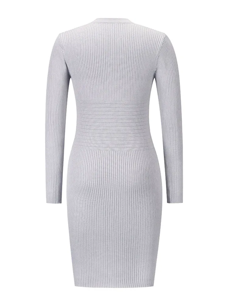 Long Sleeve Knit Pullover Midi Dresses