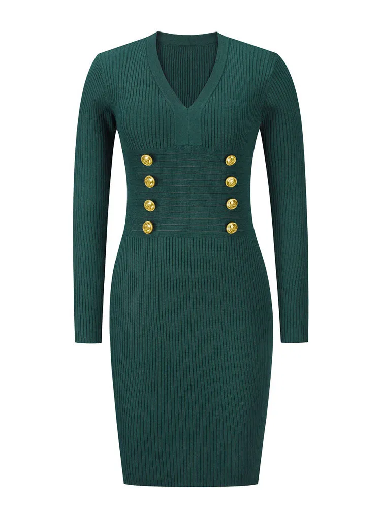 Long Sleeve Knit Pullover Midi Dresses