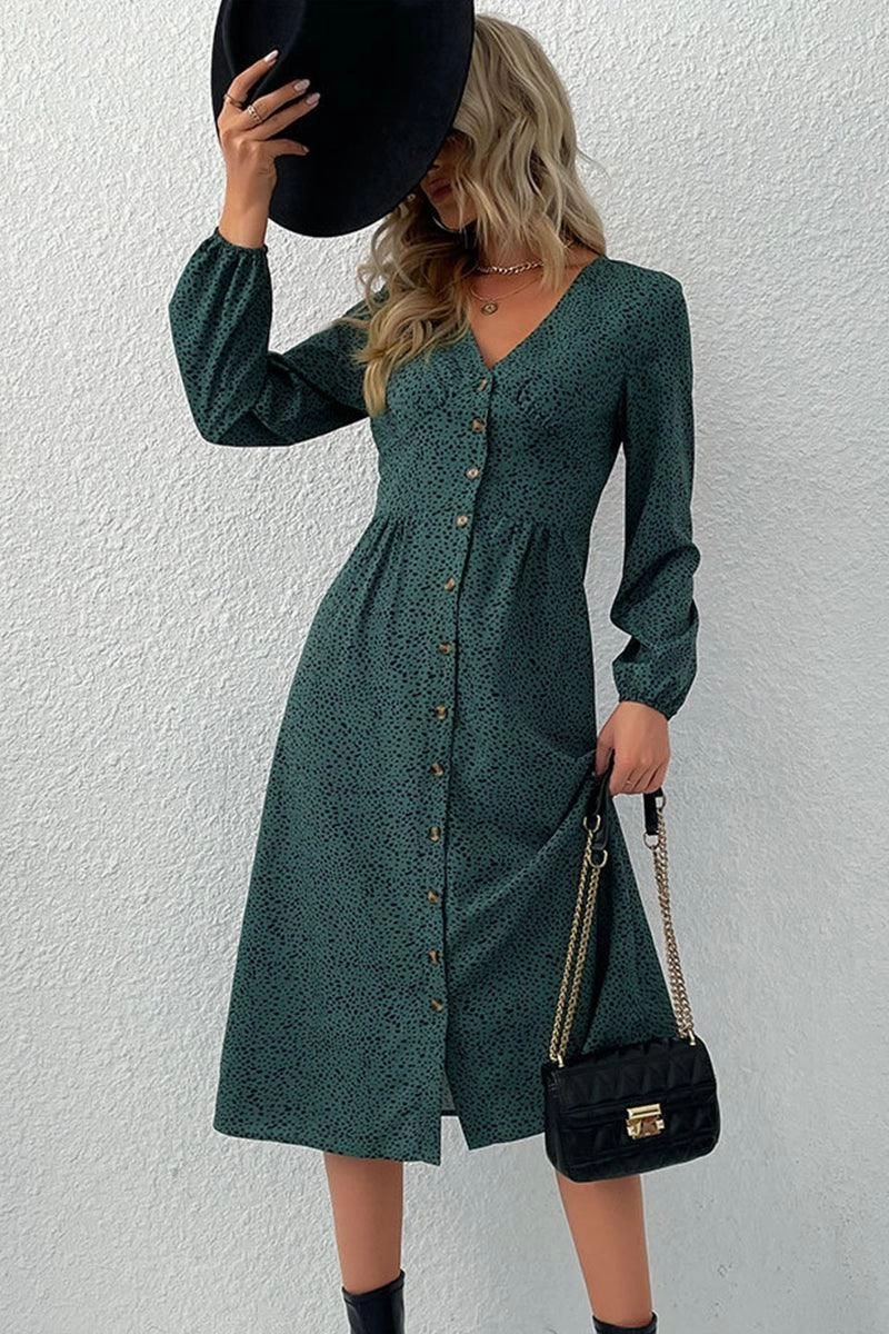 LONG SLEEVE BUTTON DOWN SHIRT DRESS