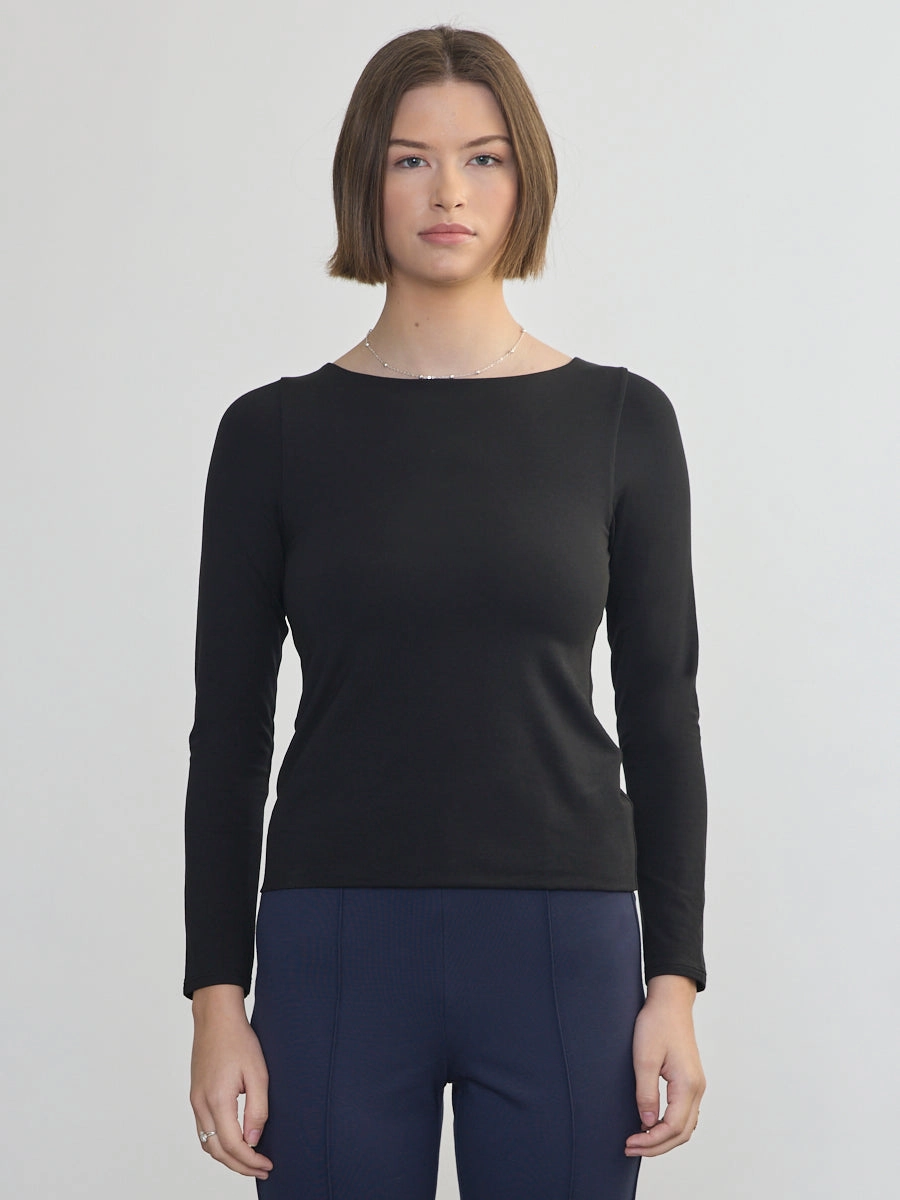 LONG SLEEVE PIMA BOAT NECK