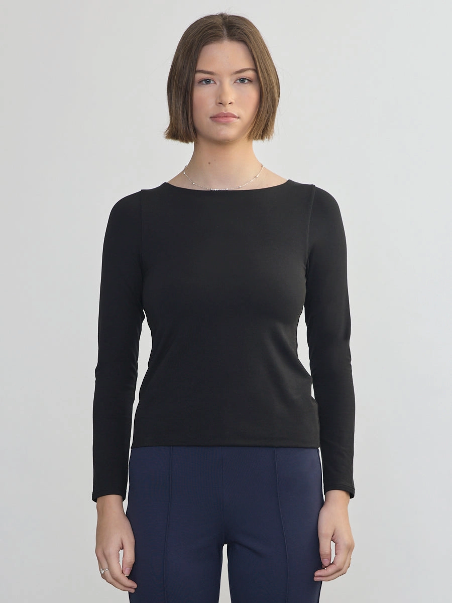 LONG SLEEVE PIMA BOAT NECK