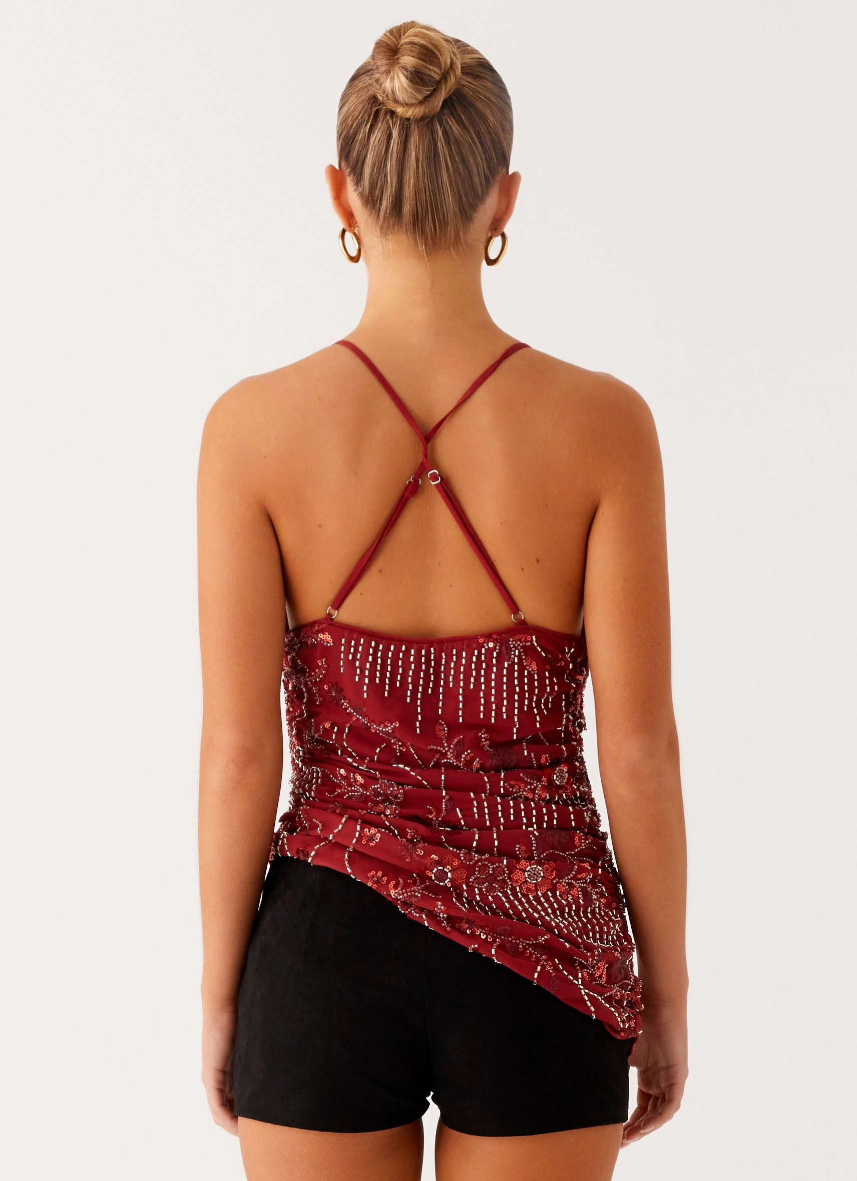 Lost In The Tide Beaded Top - Rust