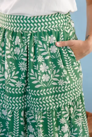 Lots Of Happiness Midi Skirt-Green Lots Of Happiness Midi Skirt-Green