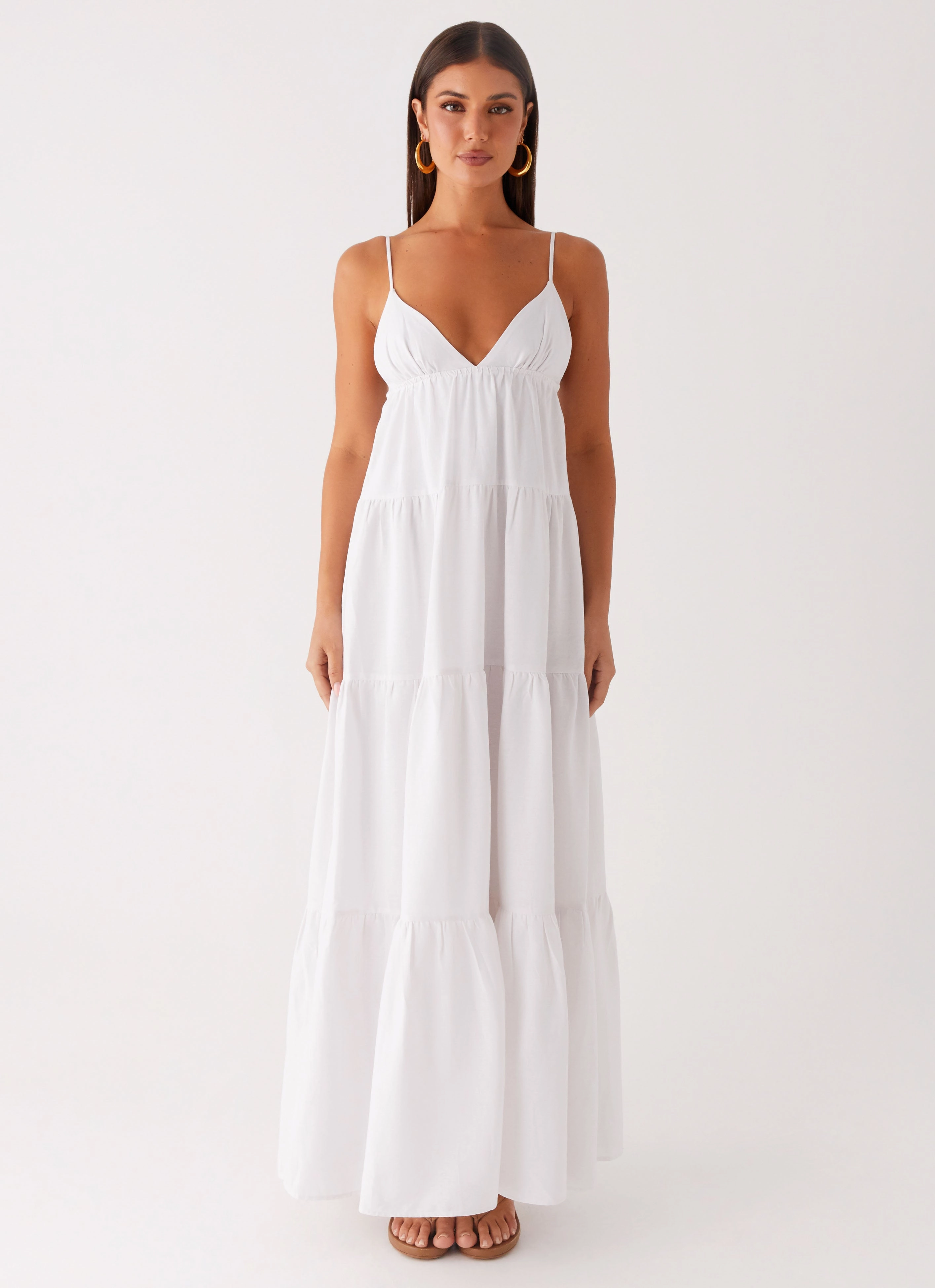 Lotty Linen Maxi Dress - White