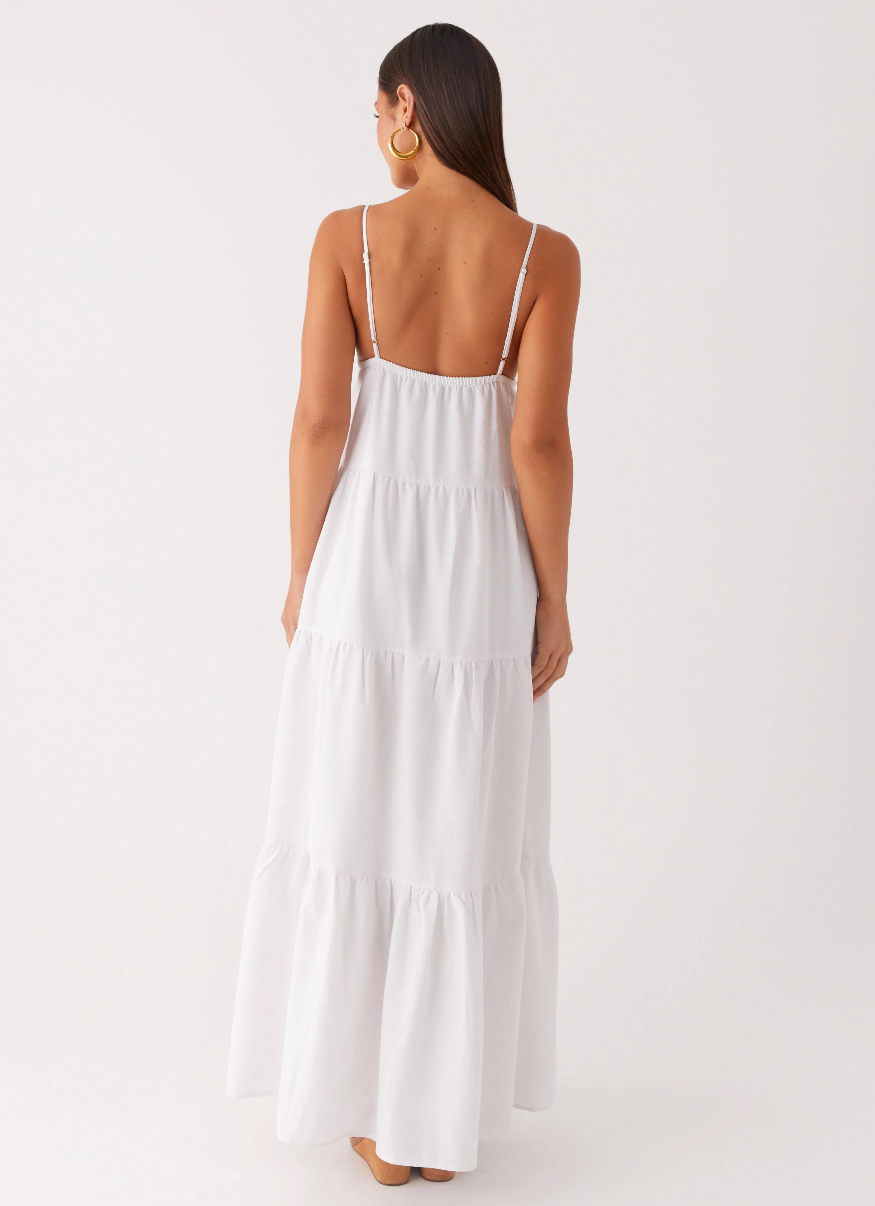 Lotty Linen Maxi Dress - White