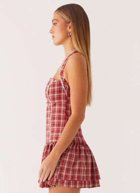 Lotus Dream Mini Dress - Ruby Check Lotus Dream Mini Dress - Ruby Check