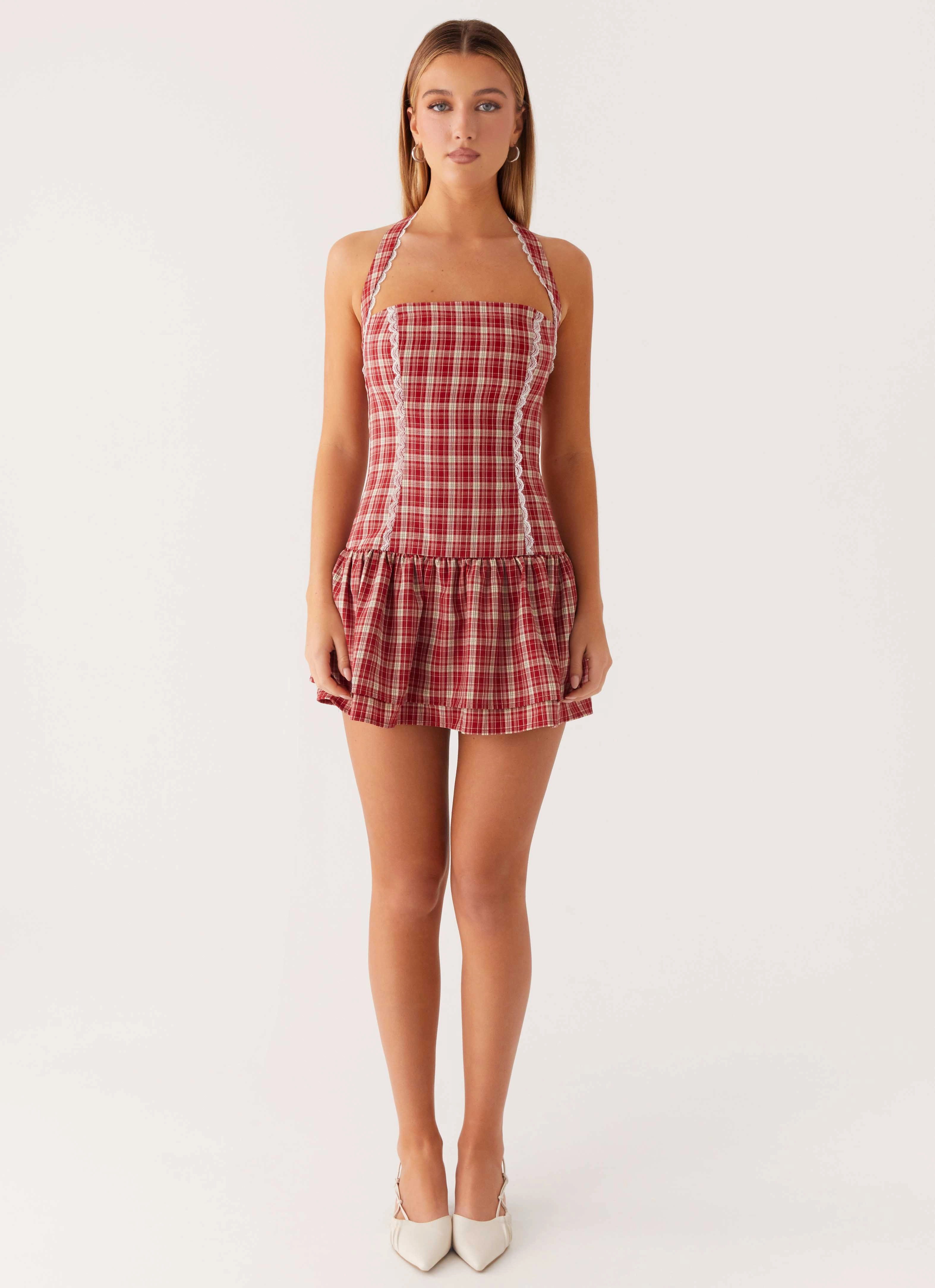 Lotus Dream Mini Dress - Ruby Check