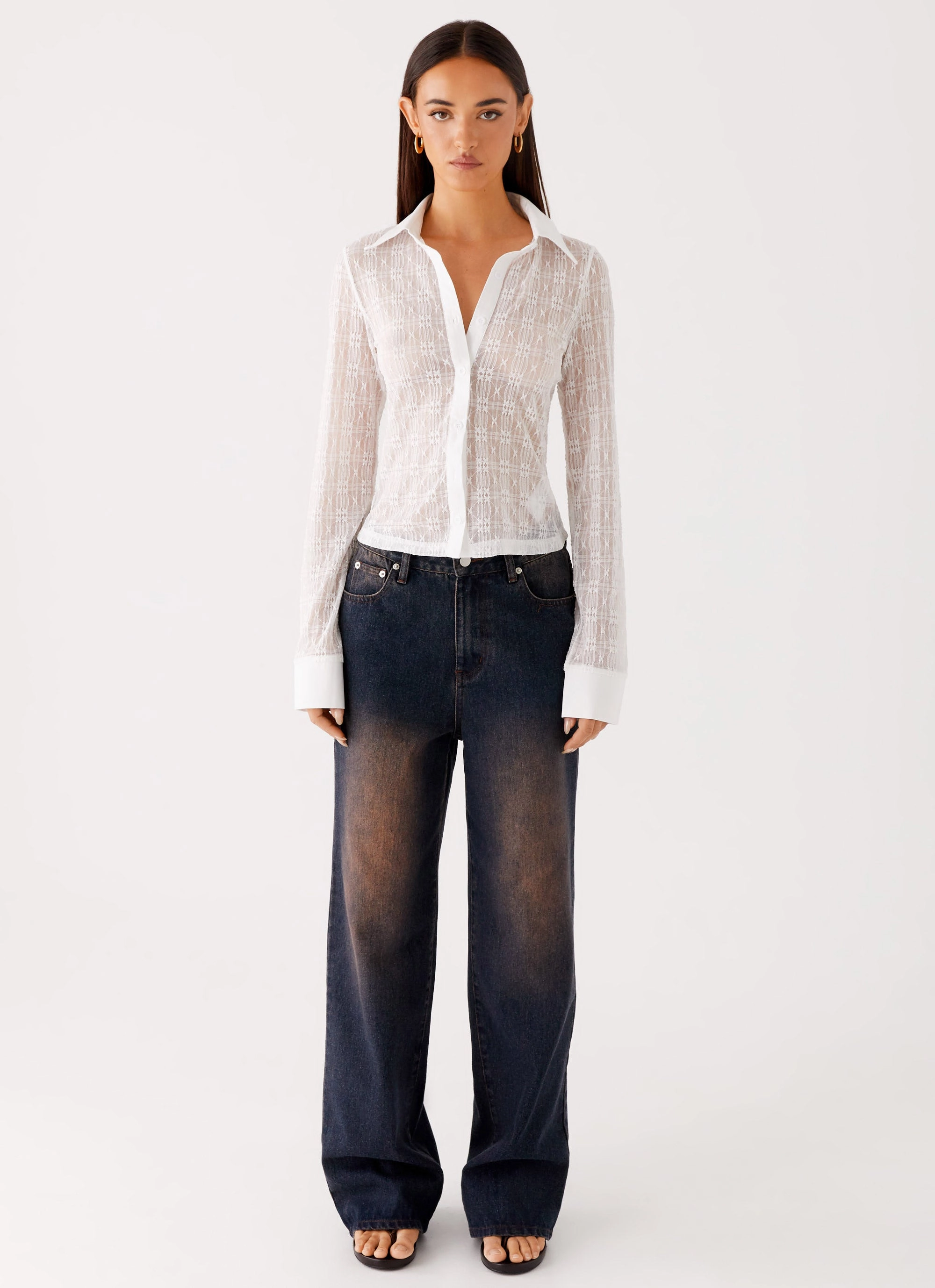 Loui Lace Long Sleeve Top - White