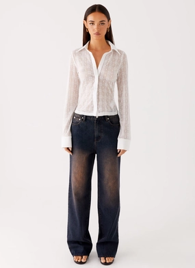 Loui Lace Long Sleeve Top - White Loui Lace Long Sleeve Top - White