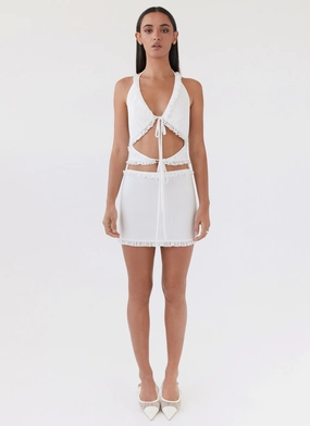 Love Exchange Ruffle Mini Dress - White Love Exchange Ruffle Mini Dress - White