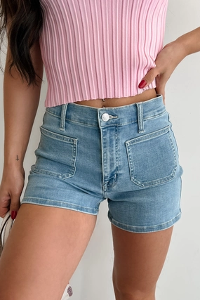 Loxley High Rise Patch Pocket Eunina Denim Shorts (Medium Light) Loxley High Rise Patch Pocket Eunina Denim Shorts (Medium Light)