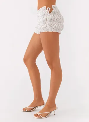 Loz Shirred Micro Short - White Floral Loz Shirred Micro Short - White Floral