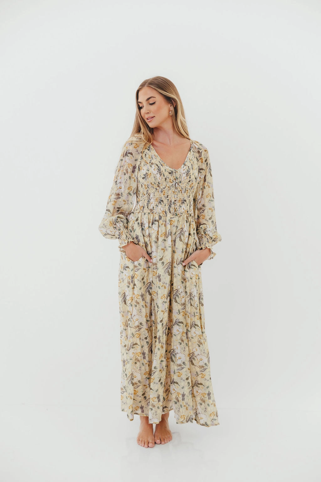 Luann Floral Maxi Dress in Vintage Cream