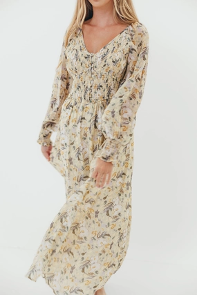 Luann Floral Maxi Dress in Vintage Cream Luann Floral Maxi Dress in Vintage Cream