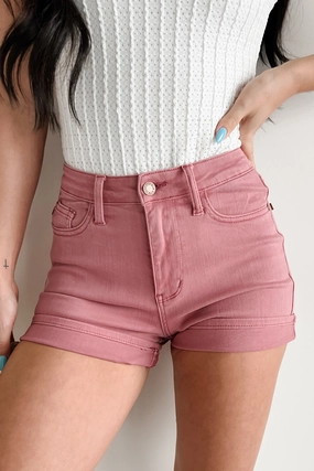 Luanne High Rise Judy Blue Denim Shorts (Rose)