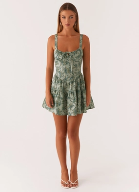 Lucie Linen Mini Dress - Cloud Nine Floral Lucie Linen Mini Dress - Cloud Nine Floral