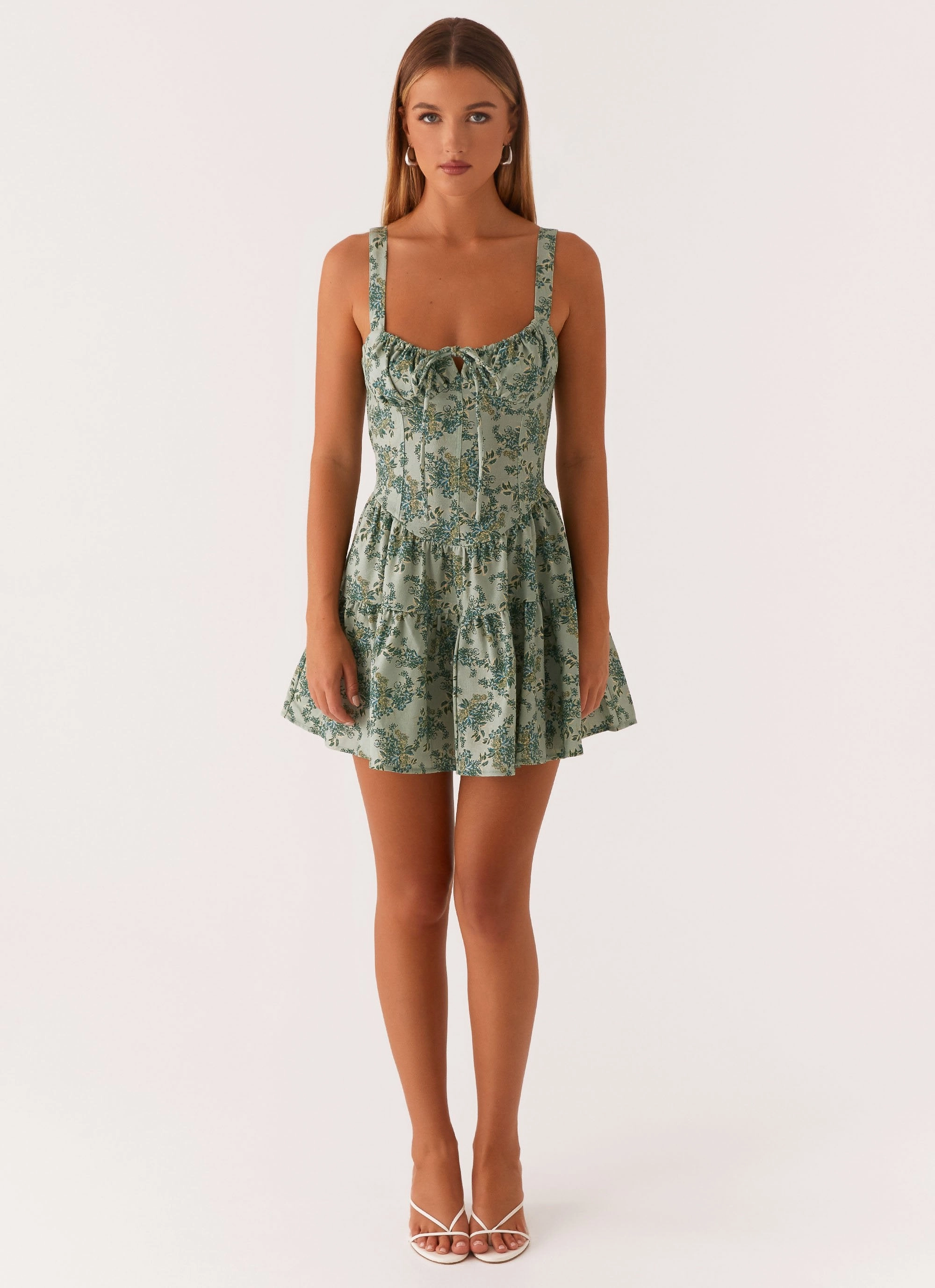Lucie Linen Mini Dress - Cloud Nine Floral