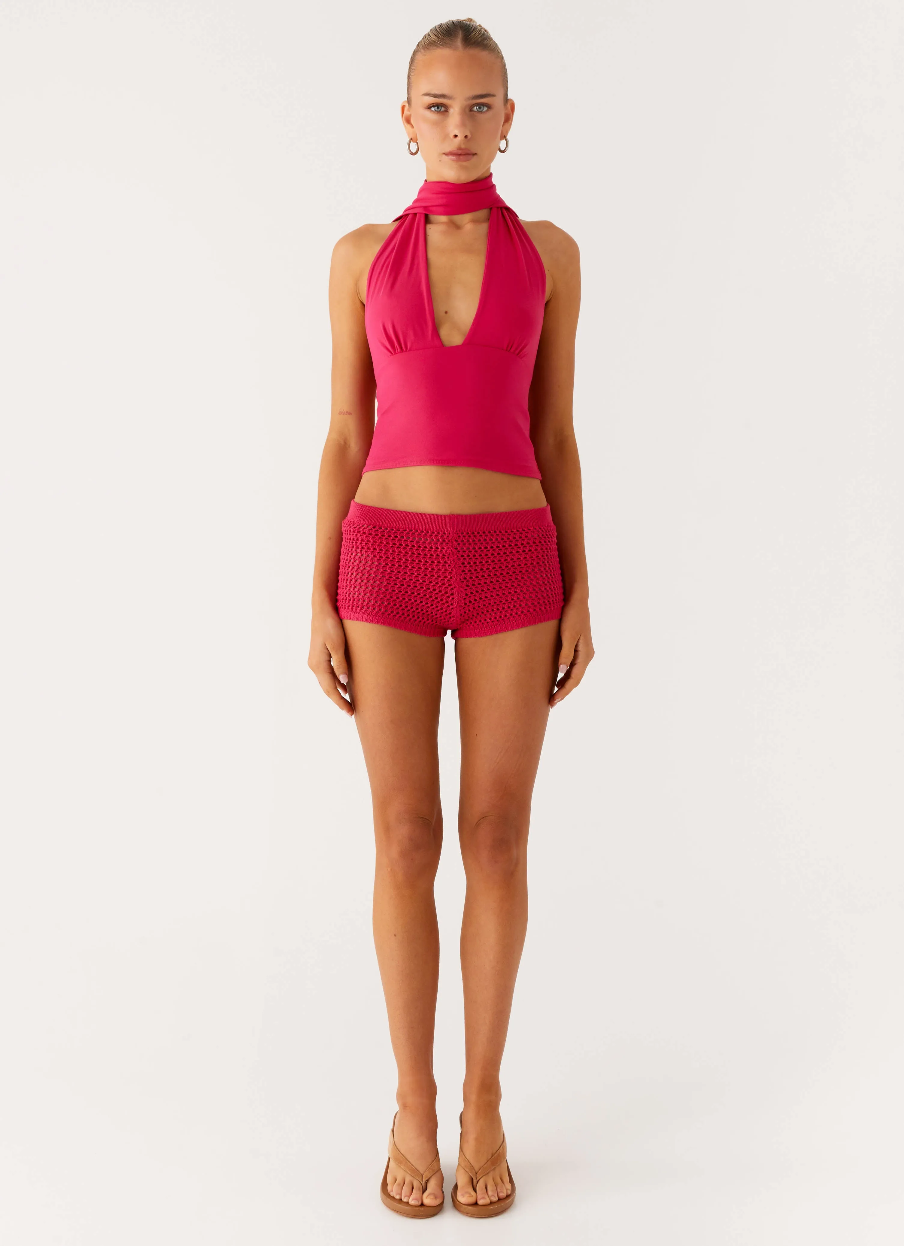 Lukella Crochet Mini Short - Hot Pink
