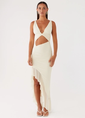 Luna Eclipse Cut Out Maxi Dress - Lemon Luna Eclipse Cut Out Maxi Dress - Lemon