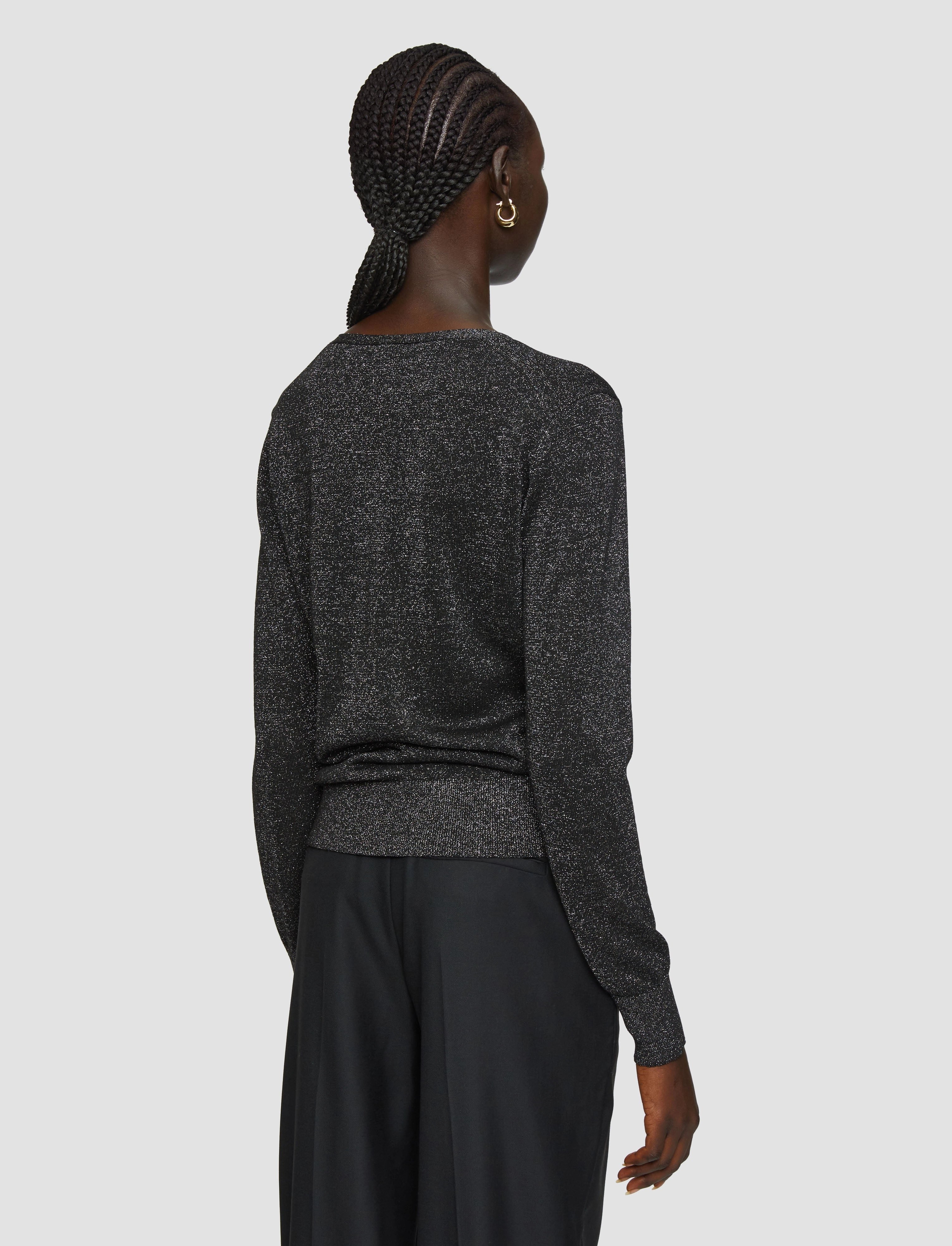 Lurex Knit V Neck Jumper